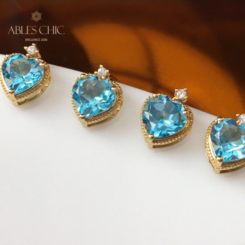 Natural Topaz Heart Earrings 5988