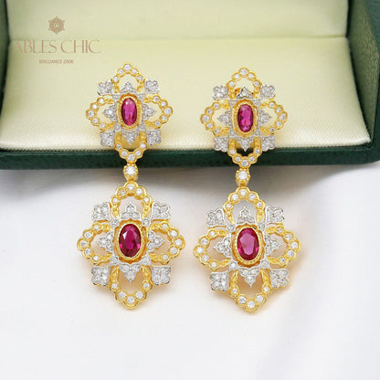 Refined Fretwork Clover Chandelier Earrings 5664