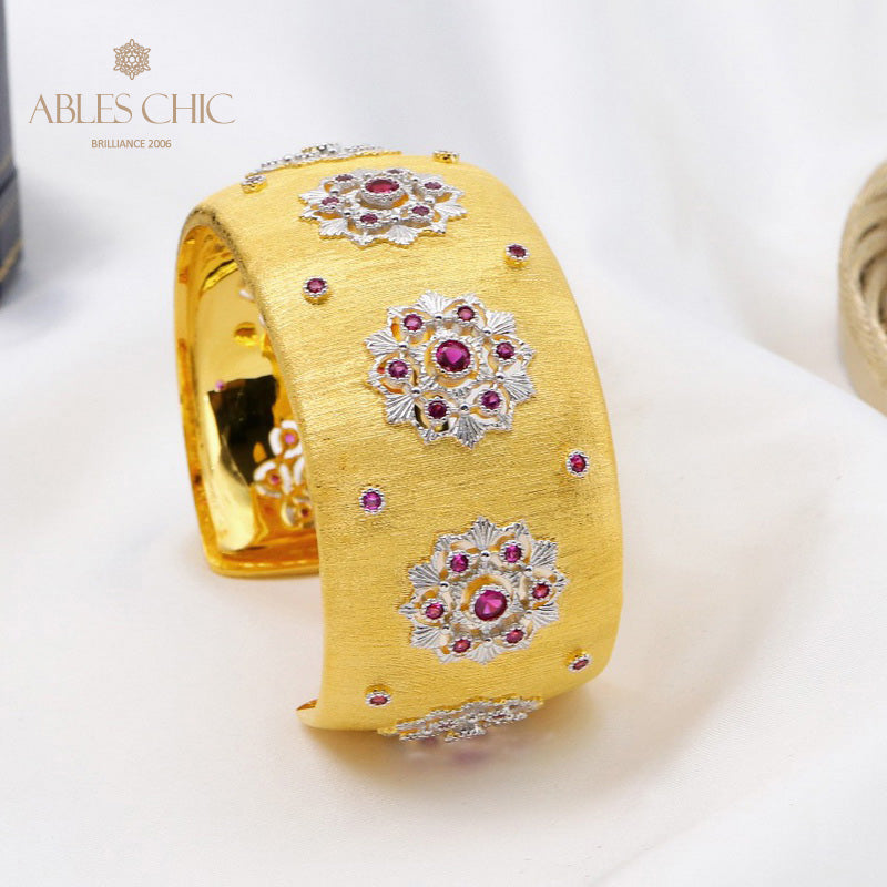 Bracelet large fleurs de rubis 5681