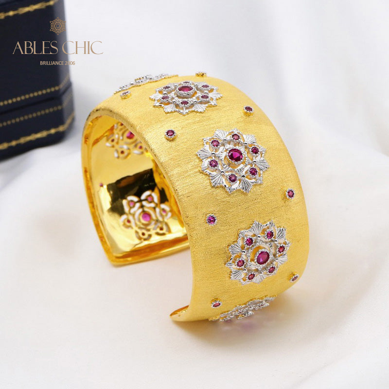 Bracelet large fleurs de rubis 5681