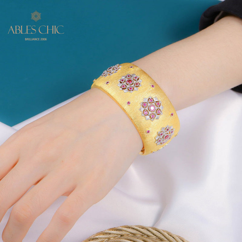 Bracelet large fleurs de rubis 5681