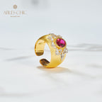 Sapphire Flower Silky Ring 6065