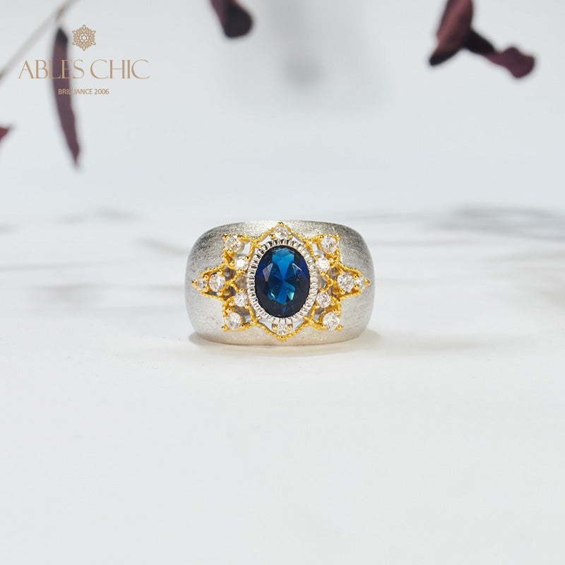 Sapphire Flower Silky Ring 6065