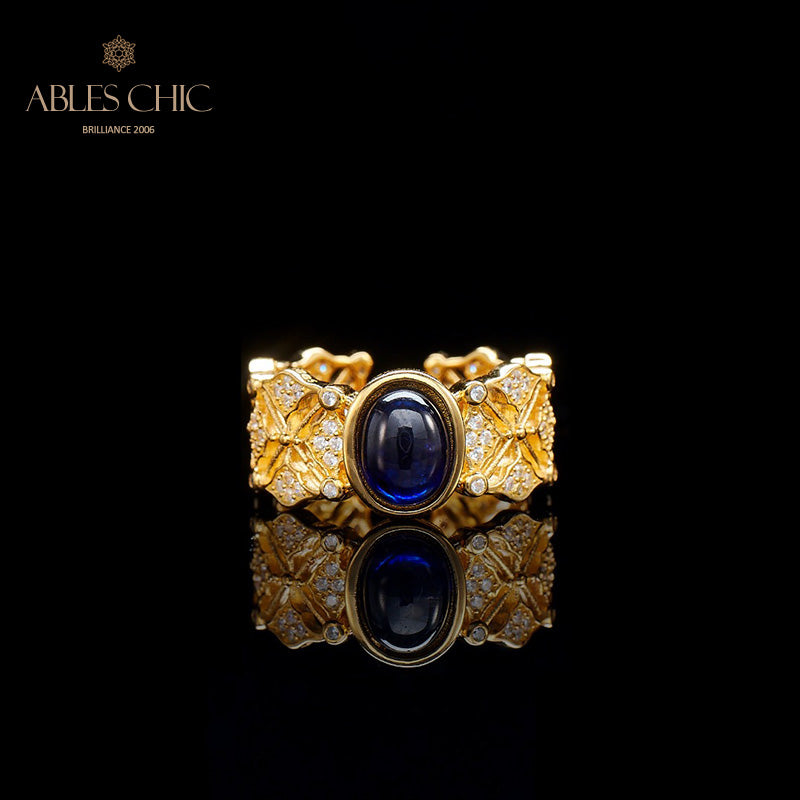 Sapphire Clover Floral Ring 5994