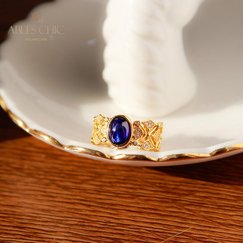 Sapphire Clover Floral Ring 5994