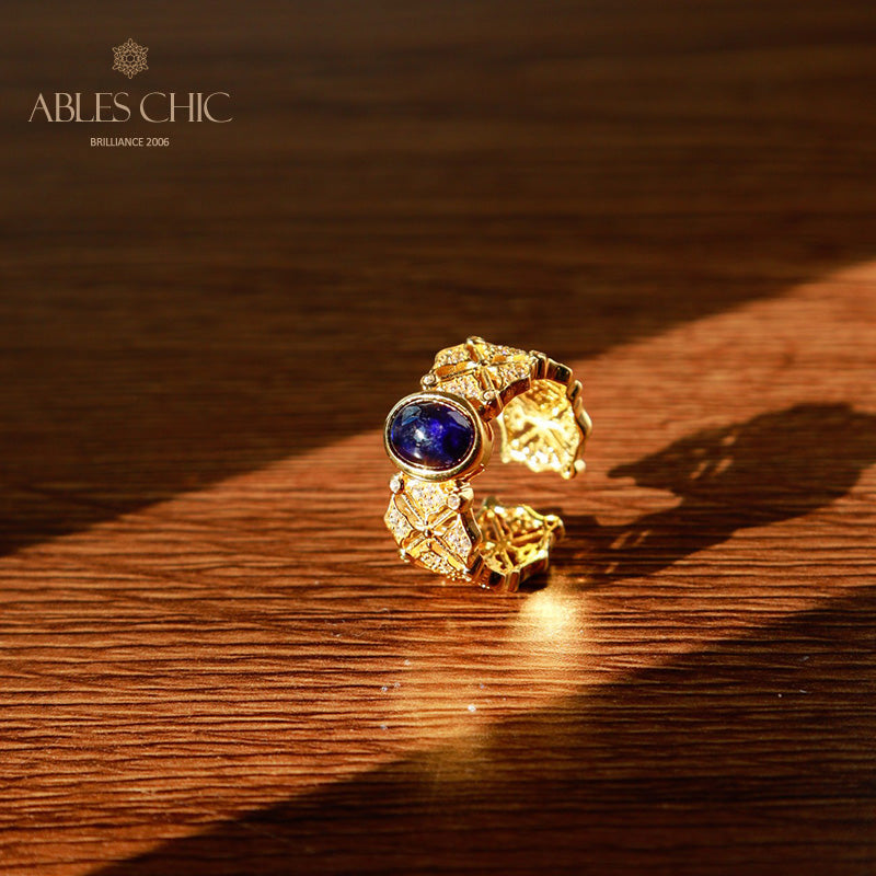 Sapphire Clover Floral Ring 5994
