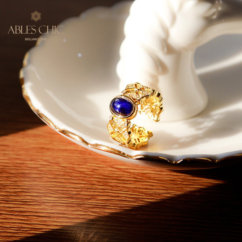 Sapphire Clover Floral Ring 5994