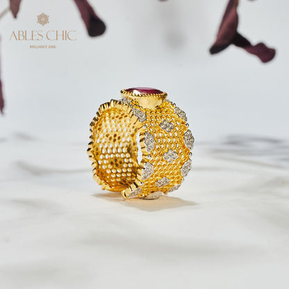 Lacy Honeycomb Floral Ring 6045