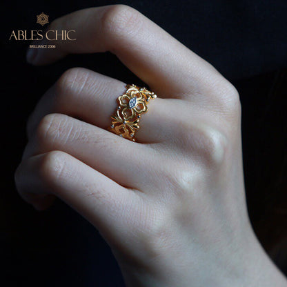 Iconic Clovers Filigree Open Ring 5997