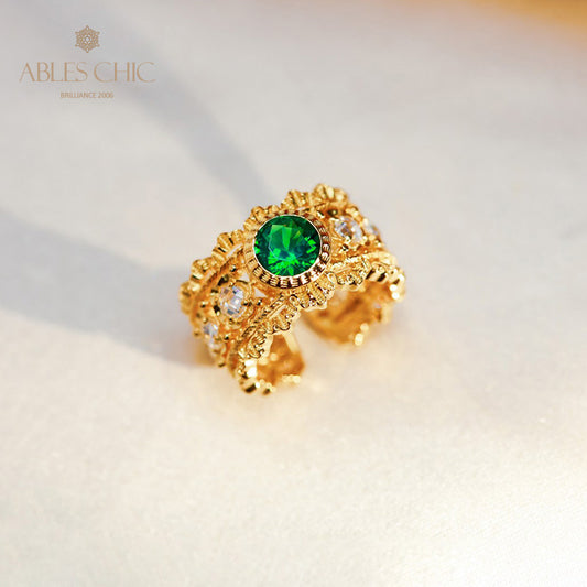 Emerald Fretwork Open Ring 5998