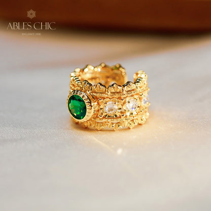 Emerald Fretwork Open Ring 5998