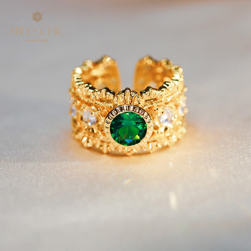 Emerald Fretwork Open Ring 5998