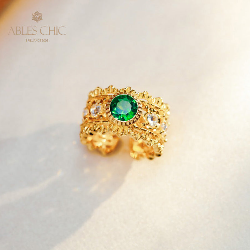 Emerald Fretwork Open Ring 5998