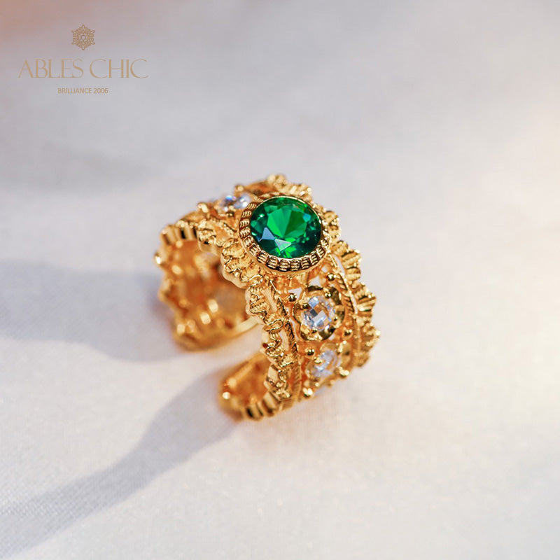 Emerald Fretwork Open Ring 5998