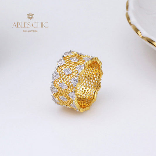 Lacy Honeycomb Floral Ring 5018