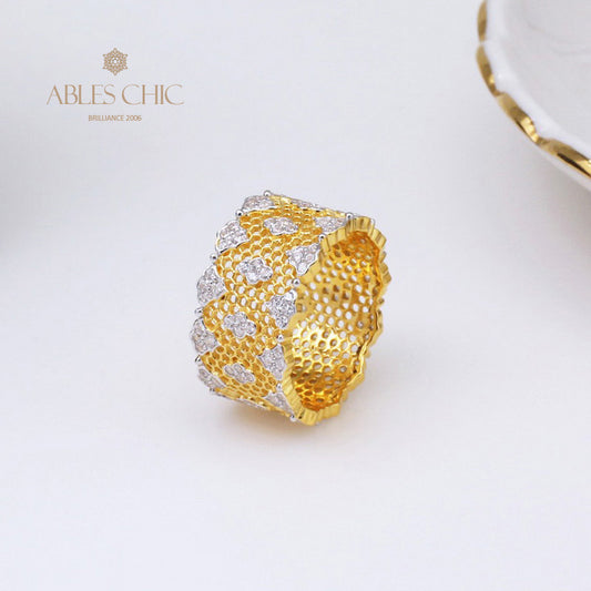 Bague florale en nid d'abeille en dentelle 5018