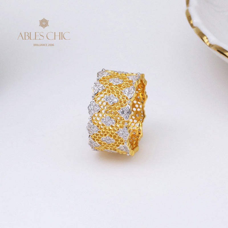 Lacy Honeycomb Floral Ring 5018
