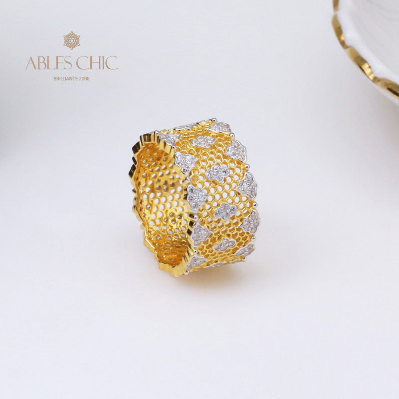 Lacy Honeycomb Floral Ring 5018