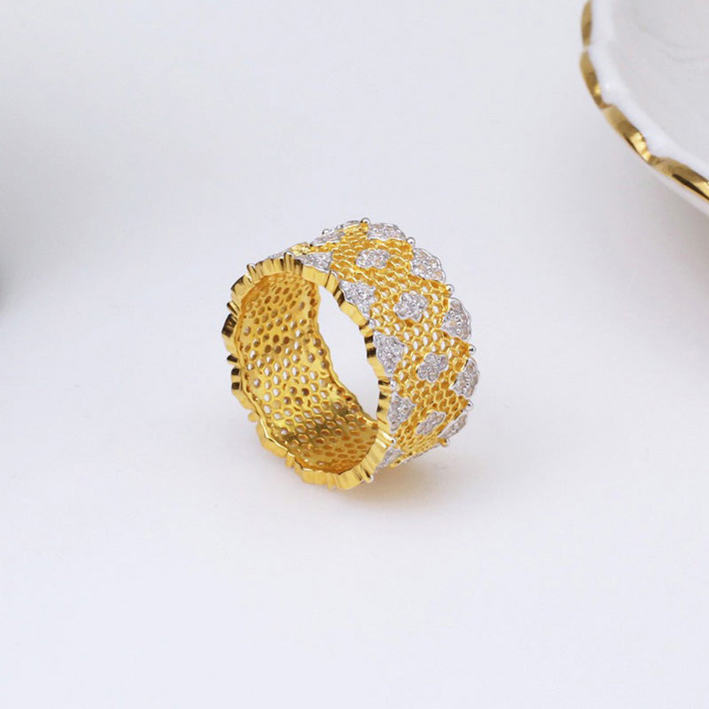 Lacy Honeycomb Floral Ring 5018