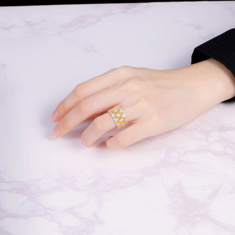 Lacy Honeycomb Floral Ring 5018
