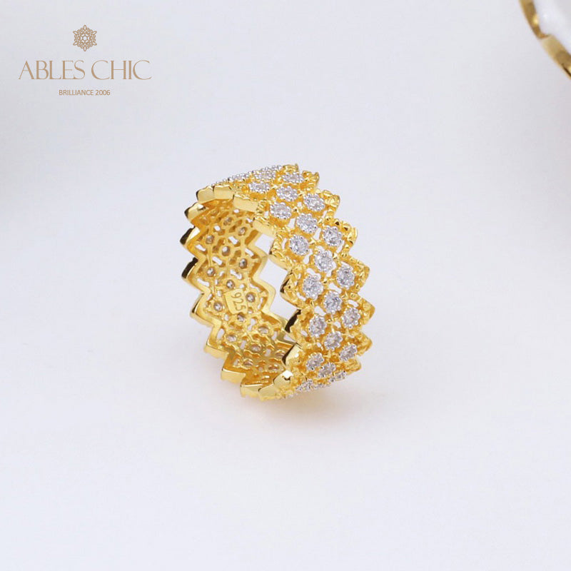 Lace Multi Row Stone Ring 5009