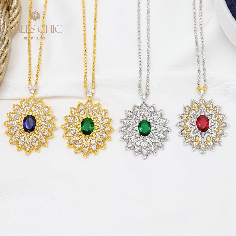 Starry Oval Blossom Necklace 5667