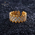 Lace Multi Row Stone Open Ring 5705
