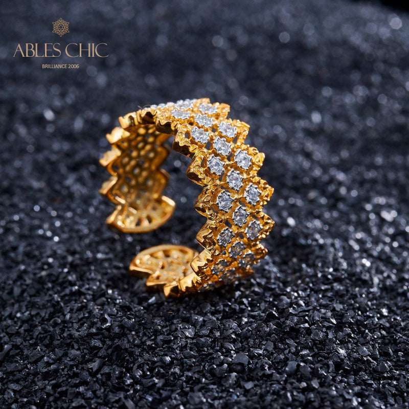 Lace Multi Row Stone Open Ring 5705