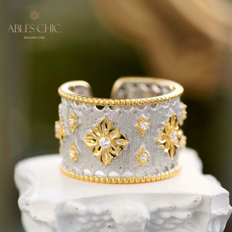 Silky Stars Rich Floral Open Ring 5707