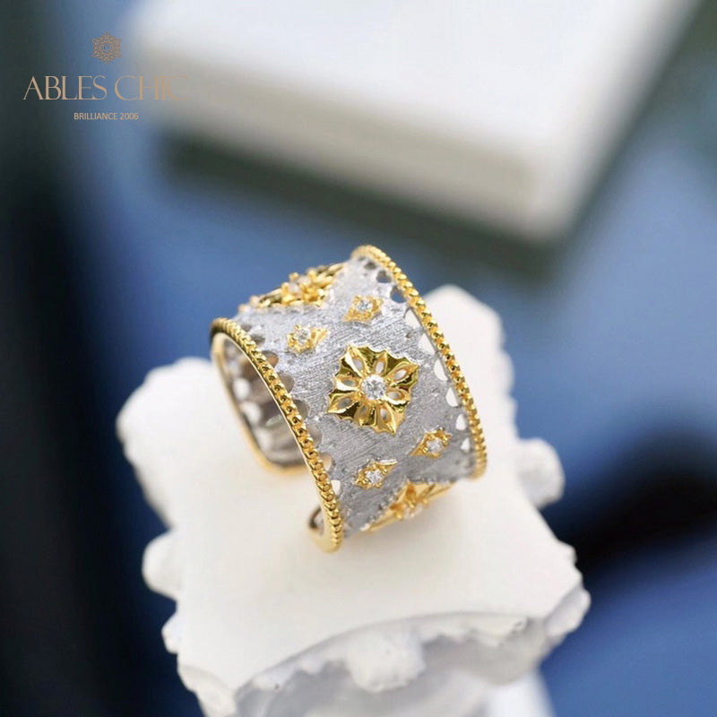 Silky Stars Rich Floral Open Ring 5707