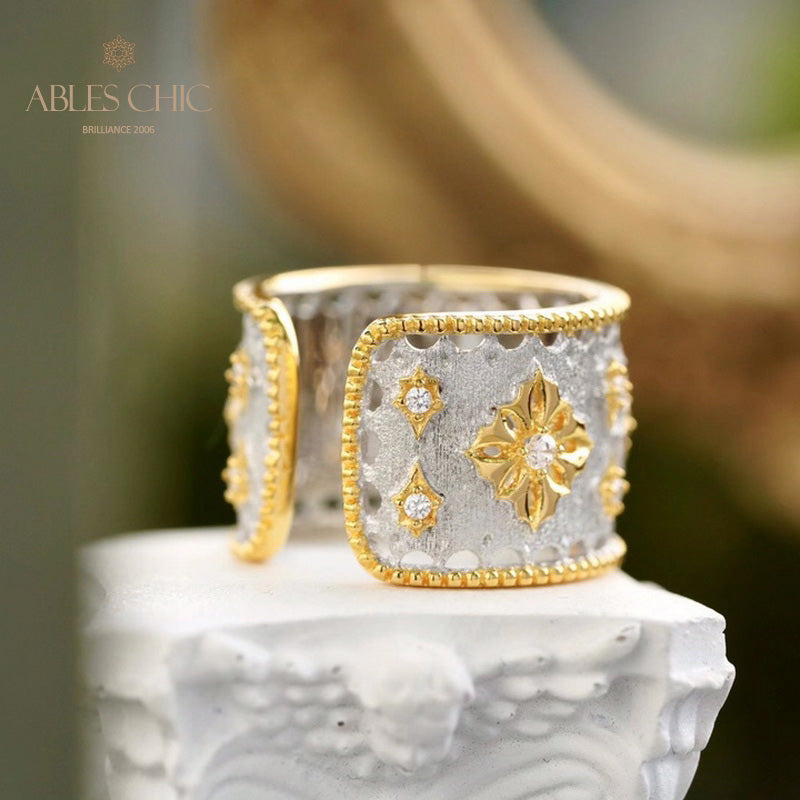 Silky Stars Rich Floral Open Ring 5707