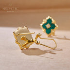 Turquoise Clover Malachite Earrings 5789