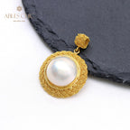 Solitaire Mabe Pearl Braided Pendant 5939