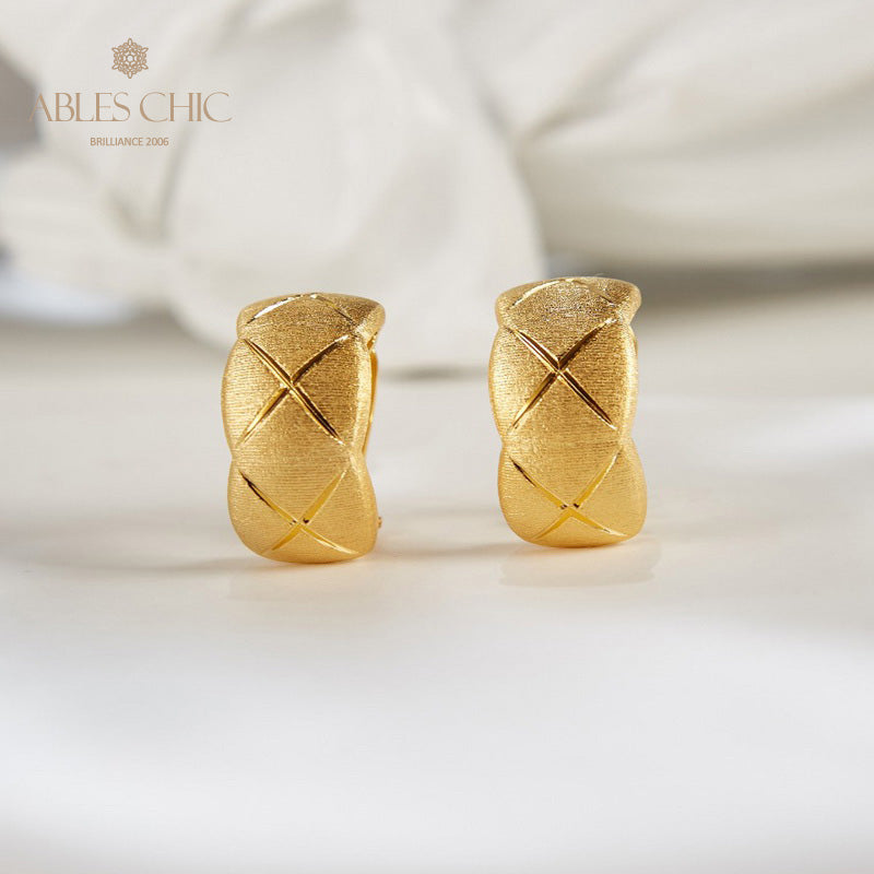 Fabric Element Brushed Cross Grain Earrings 6140