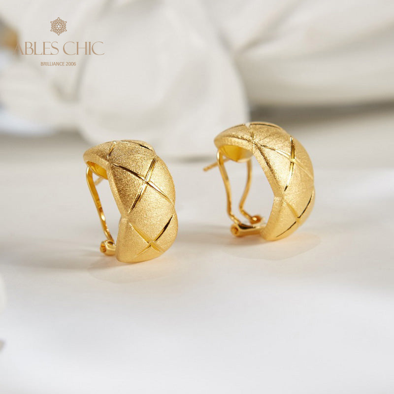 Fabric Element Brushed Cross Grain Earrings 6140