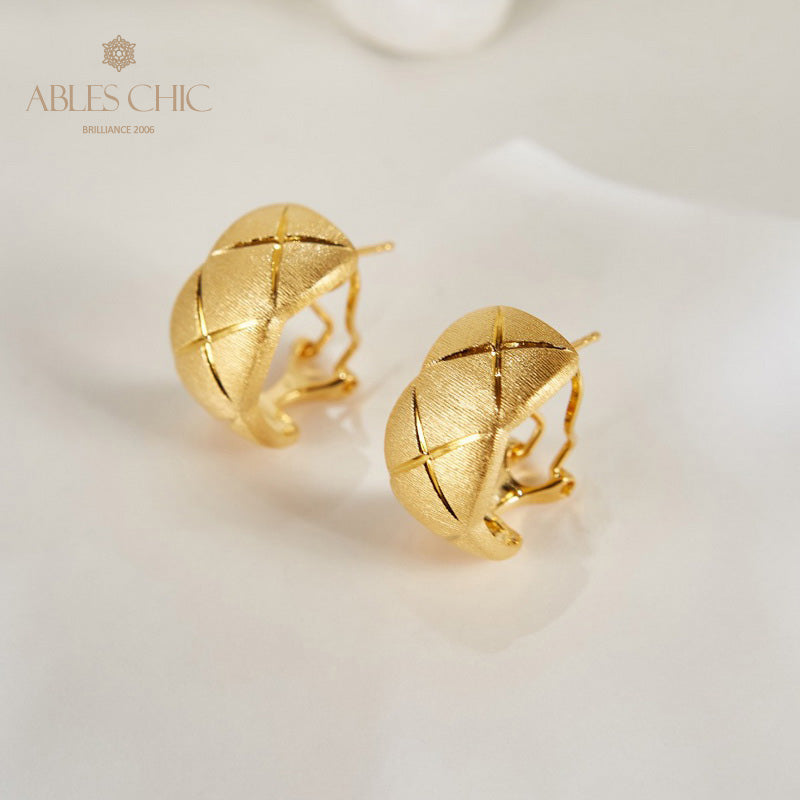 Fabric Element Brushed Cross Grain Earrings 6140