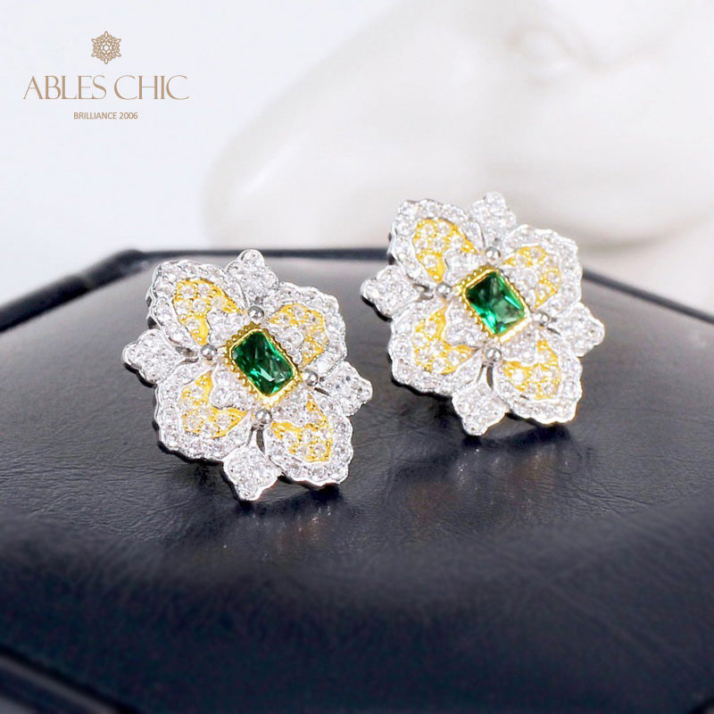 Emerald Clover Blossom Earrings 5150