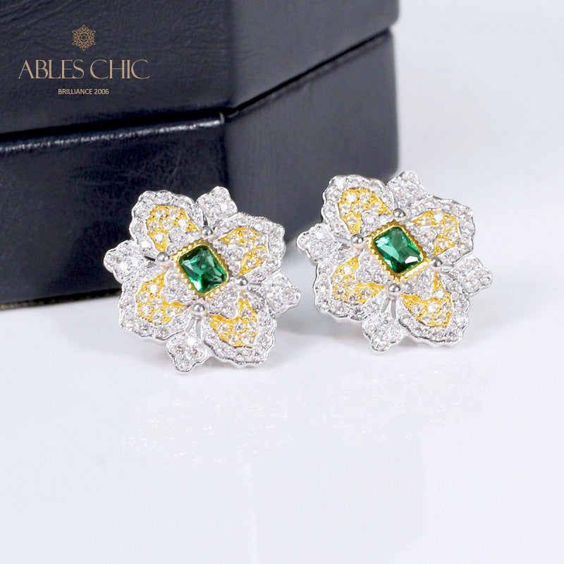 Emerald Clover Blossom Earrings 5150