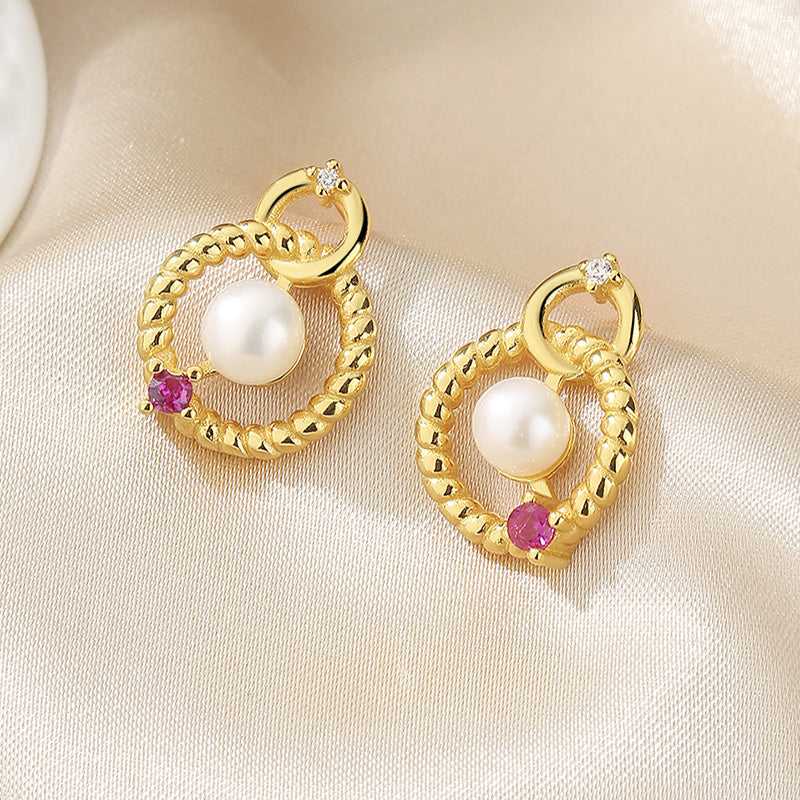 Freshwater Pearls Hoops Earrings PE1030