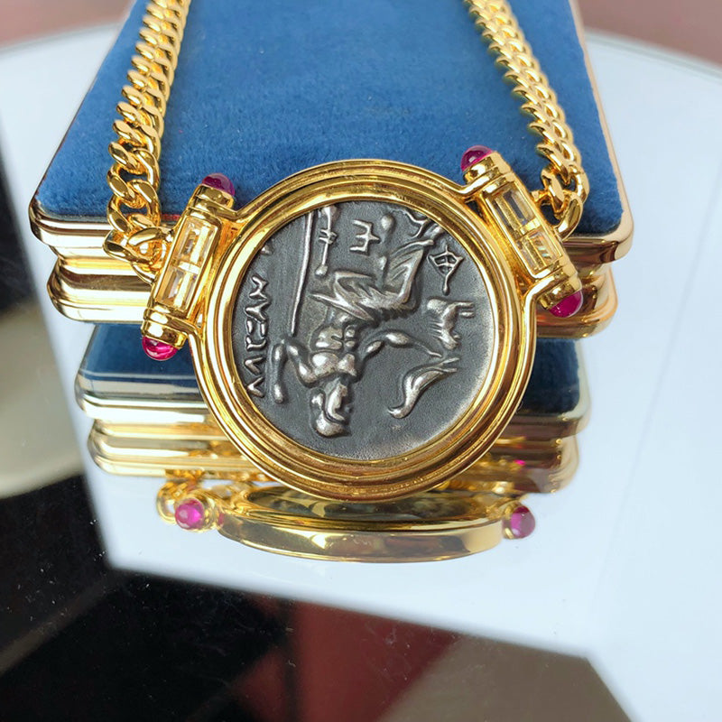 Greek Zeus Antique Coin Necklace 5842