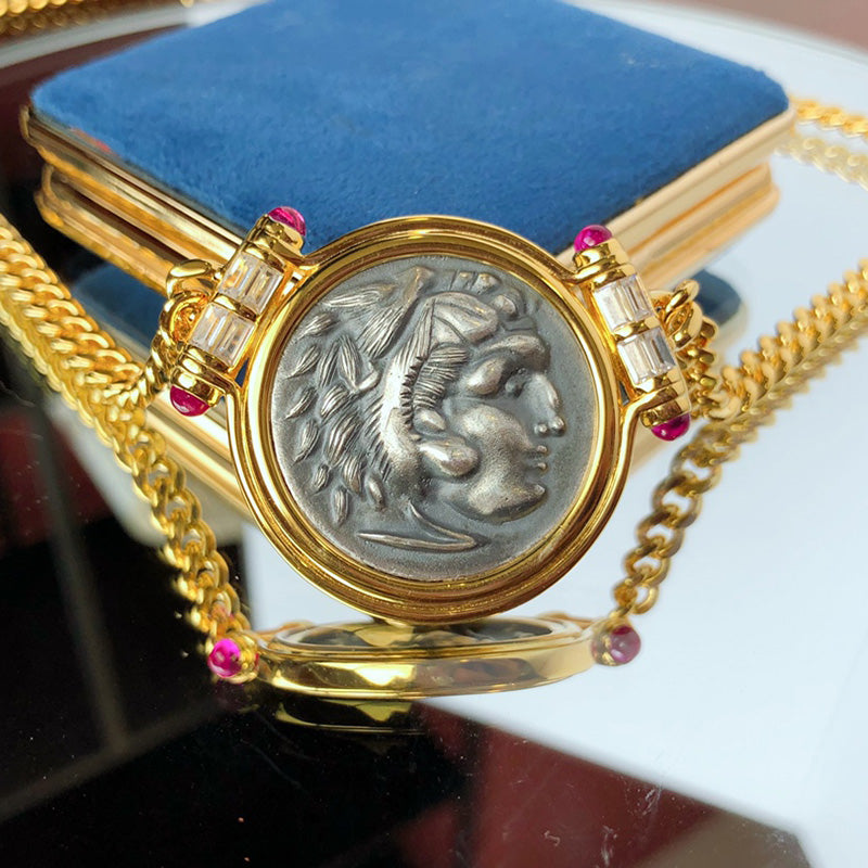 Greek Zeus Antique Coin Necklace 5842