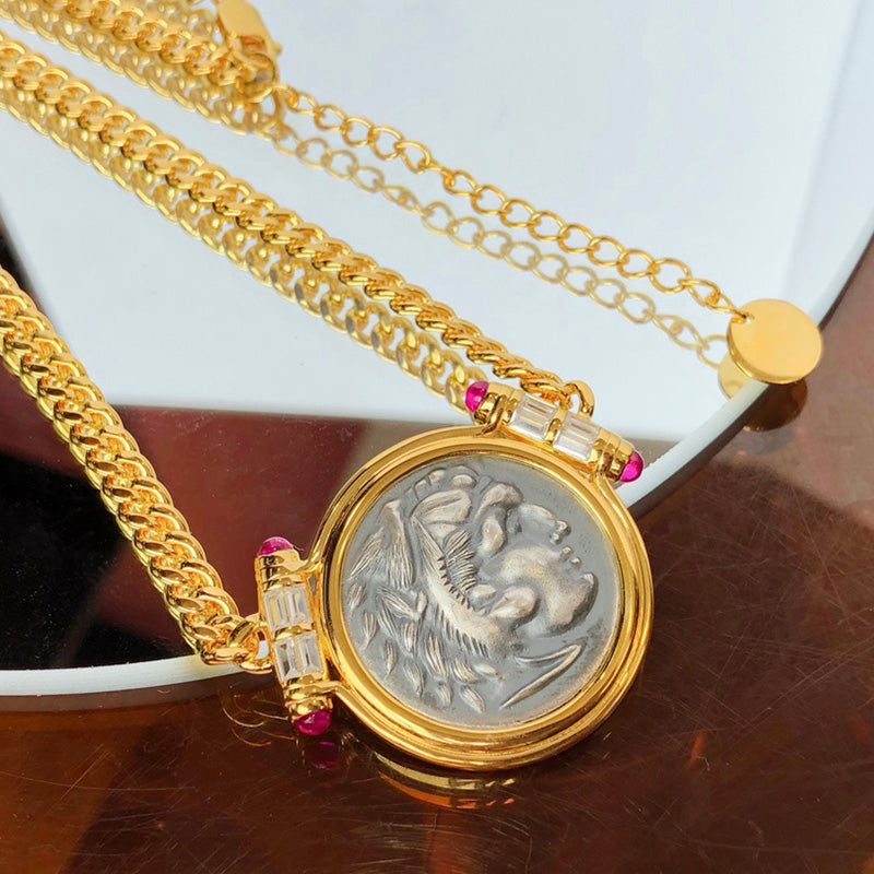 Greek Zeus Antique Coin Necklace 5842