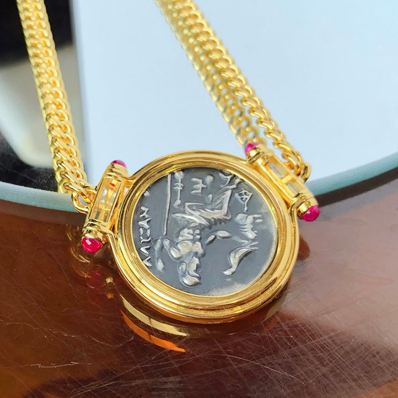 Greek Zeus Antique Coin Necklace 5842