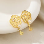 Floral Filigree Freshwater Pearls Earrings PE1005