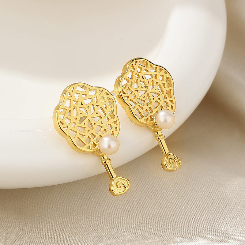 Boucles d'oreilles en perles d'eau douce en filigrane floral PE1005