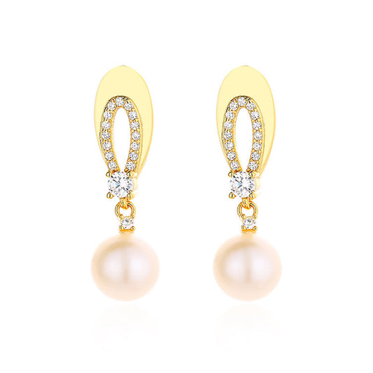 Freshwater Pearl Oval Earrings PE1009