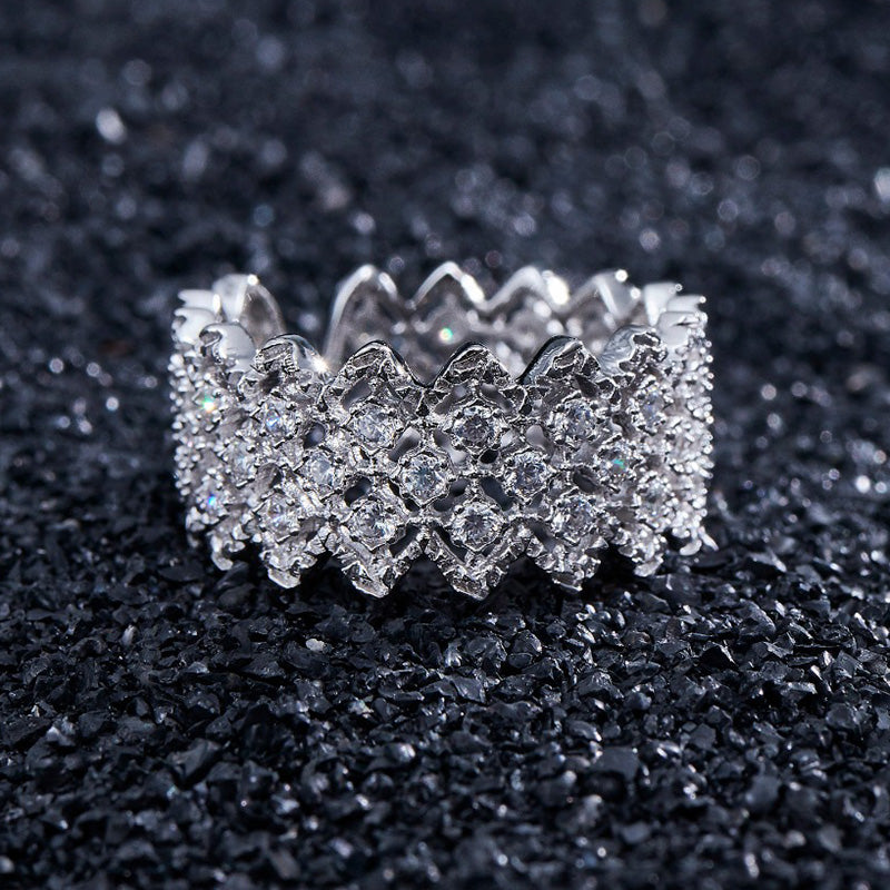 Lace Multi Row Stone Open Ring 5705