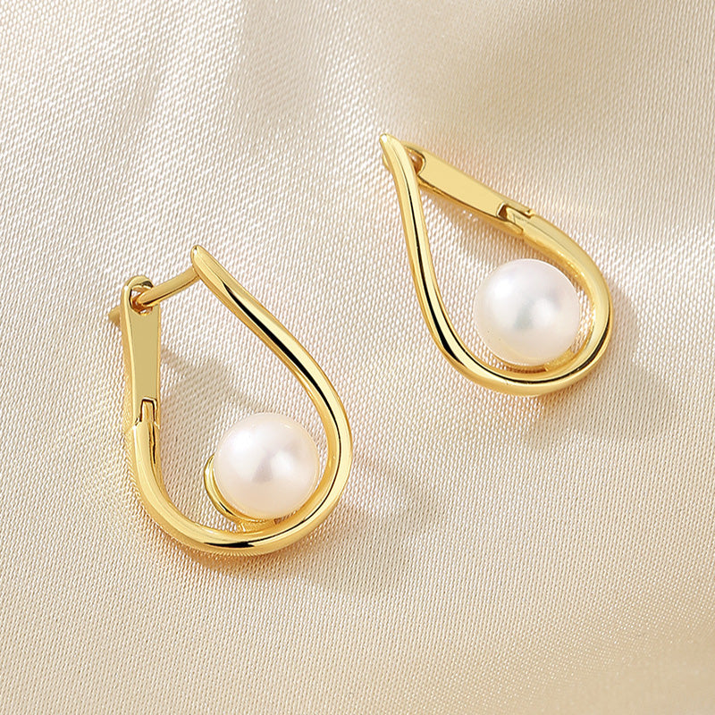 Freshwater Pearls Wire Huggies PE1007