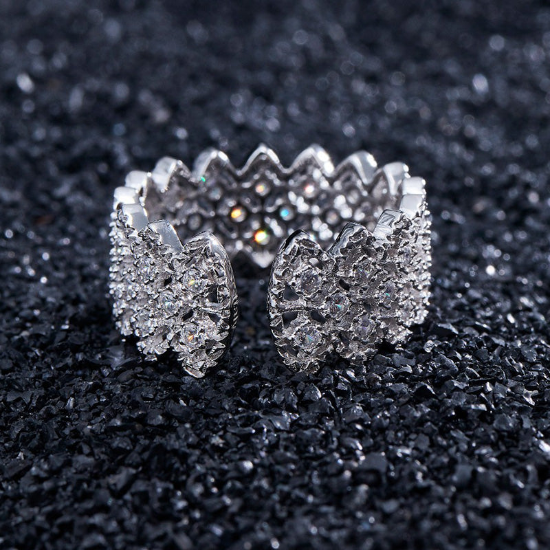 Lace Multi Row Stone Open Ring 5705