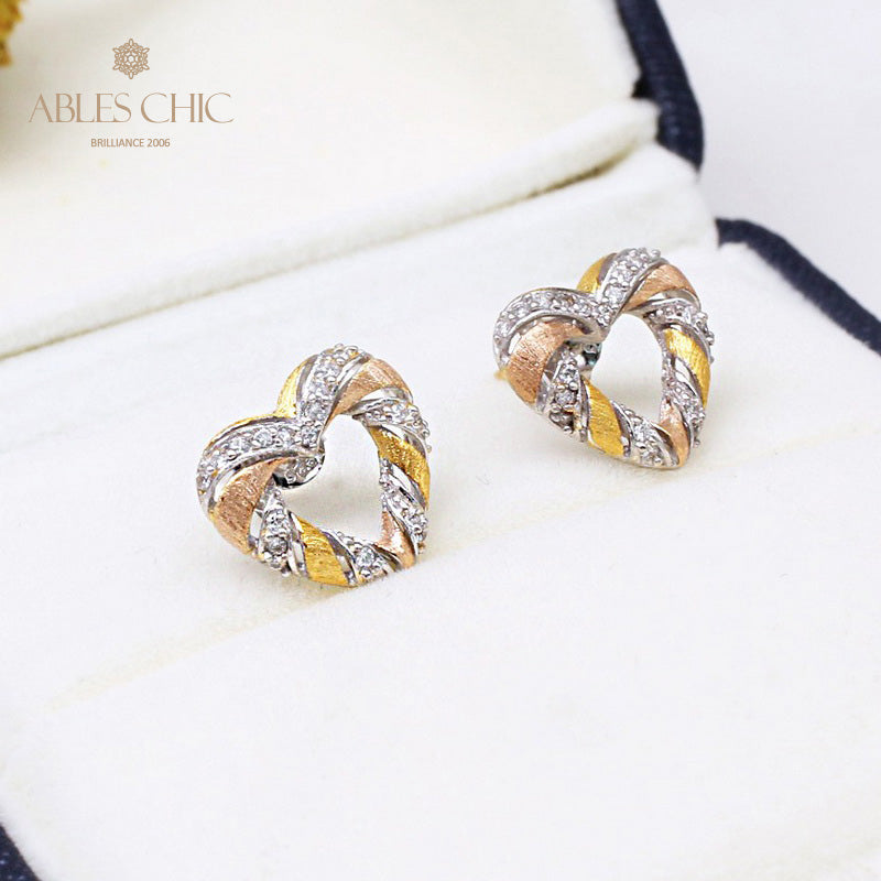 Trio-Tone Infinite Heart Earrings 5292